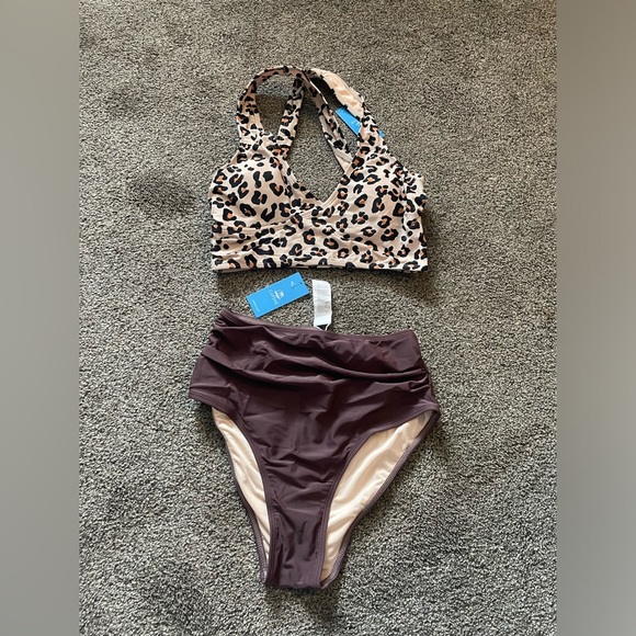 Classic Leopard Print Cross Back Midkini & High Waist Set - Picture 5 of 5